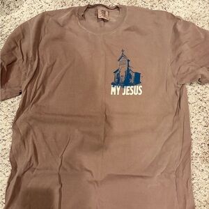 Comfort Colors Brown Short Sleeve Tee with Blue Church Graphic
